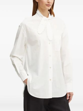 Forte_Forte Katoenen blouse met gestrikte hals - Wit