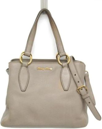 Miu Miu Pre-owned Handbags, female, Gray, Size: ONE SIZE Pre-owned Leather handbags