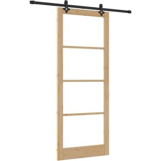 vidaXL Vidaxl - Puerta Corrediza Manual Marr&oacute;n 93 X 232 Cm Madera Y Metal