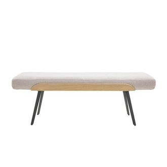Miliboo Panca In Tessuto Effetto Velluto Testurizzato Beige, Legno Chiaro E Metallo Nero L123 Cm Elior