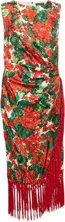 Dolce & Gabbana Jurk met bloemenprint en kwastje - Rood