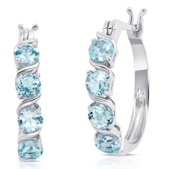 MAX + STONE Sterling Silver Round Gemstone Statement Hoop Earrings