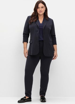 Sheego Webhose SHEEGO, Damen, Gr. 40, Normalgr&ouml;ssen, blau (tiefblau), 100% Polyester, unifarben, Hosen Webhose