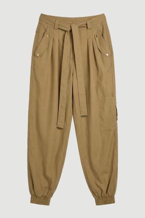 Karen Millen Womens Cupro Utility Twill Woven Trouser - Tan Lyocell - Size 10 UK