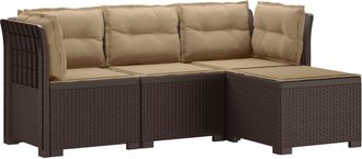 vidaXL Sof&aacute; De Jard&iacute;n Para 4 Personas Con Cojines Y Dise&ntilde;o De Rattan Vidaxl
