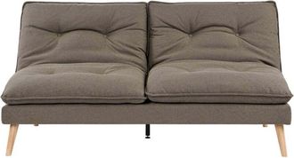 Beliani Sofa Bed Brown Fabric Upholstery Wooden Legs 3 Seater Armless Click-Clack Sleeping Mechanism Quilted YILA