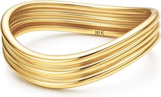 MAX + STONE Solid 10k Yellow Gold Dainty Triple Wave Ring