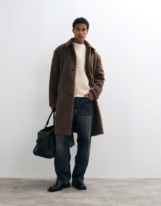 Asos cappotto in pelliccia sintetica marrone