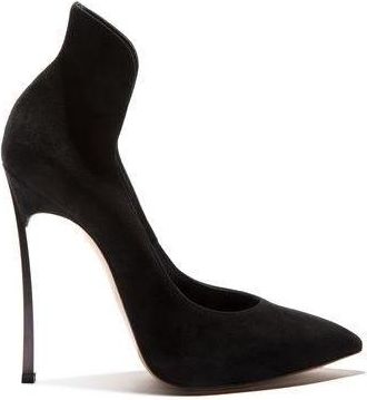 Casadei Blade Collar Suede Pump In Black Size 36.5