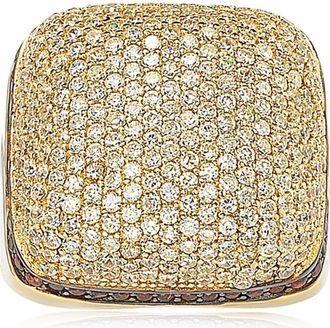 Suzy Levian 14K Yellow Gold Plated Sterling Silver Pavé CZ Square Ring at Nordstrom Rack, Size 5