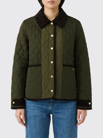 Barbour Giacca-camicia trapuntata in cotone cerato con colletto in velluto