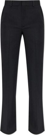 Balmain Wollen Plooibroek - Dames - Straight fit broeken - Zwart - L - Wol - Broeken