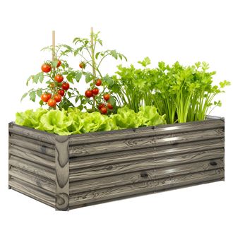 OUTSUNNY Jardinera Exterior Grande Rectangular De Acero Galvanizado Con Base Abierta, Para Cultivar Plantas, Resistente A La Intemperie 180x90x57,5 Cm