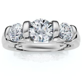 Pompeii3 1ct 3-Stone Bar Set Engagement Ring 10K Lab Grown