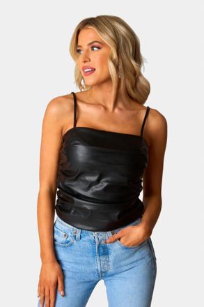 BuddyLove Jolee Vegan Leather Tank Top In Black