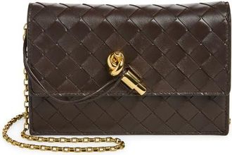 Bottega Veneta Slim Andiamo Intrecciato Lambskin Crossbody Wallet in Fondant Brass at Nordstrom