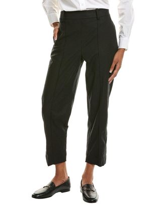 Vince Mid Rise Pleat Front Pull-On Linen-Blend Pant