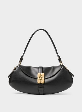 Ganni Womens Kat grained leather baguette bag