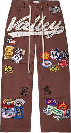 Vale Cargo broek verfraaid met kristallen met patch - Bruin