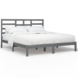 Berkfield Home Bed Frame Grey Solid Wood 200x200 cm