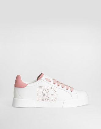 Dolce & Gabbana Calfskin Portofino Sneakers - Woman Sneakers Pink 36.5