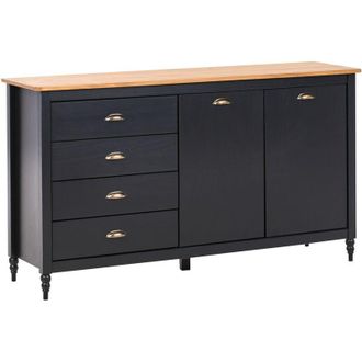 Beliani 2 Door Sideboard SHILLINGTON Pine Wood Black