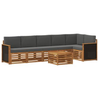 vidaXL Conjunto De Sof&aacute; Seccional Con Coj&iacute;n 6 Pcs Natural Y Antracita Vidaxl