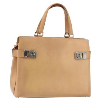 Ferragamo Pre-owned Handbags, female, Beige, Size: ONE SIZE Pre-owned Leather Handbag