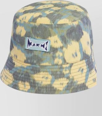 Marni linen blend floral pattern stitched brim hat