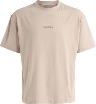 C.P. Company 30/1 Jersey T-shirt met korte mouwen en logo - Heren - T-shirts - Beige - M - Katoen - Tops