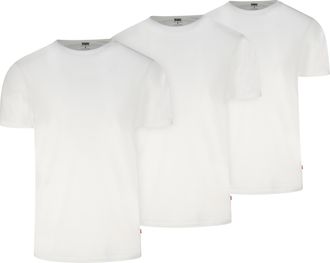 Levi's T-Shirt LEVIS LEVIS MEN SOLID CREW 3P, Herren, Gr. XL, wei&szlig;, Single Jersey, Obermaterial: 95% Baumwolle, 5% Elasthan, figurbetont h&uuml;ftbedeckend, Rundh