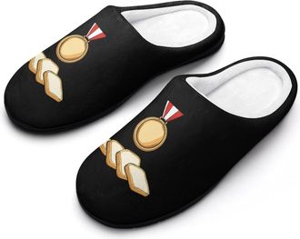 Generic Bread-Winner Mens Slippers Slip On Comfortable Fleece Cotton House Shoes Winter