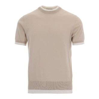 Paolo Pecora Round-neck Knitwear, male, Beige, Size: 2XL Round-neck Knitwear
