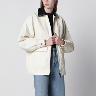 Anine Bing Holden zip jacket in cotton, white