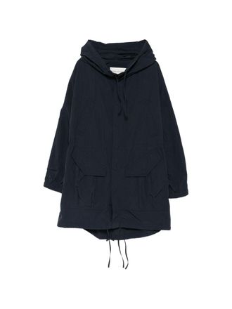 Dries Van Noten Blue Hooded Drawstring Flap Pocket Jacket