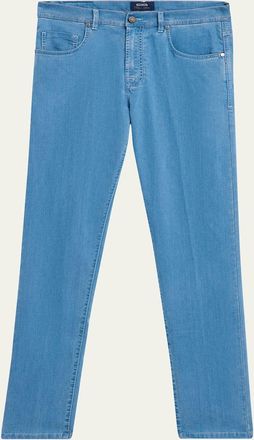 Cesare Attolini Mens Light-Wash Denim Slim Straight-Leg Jeans