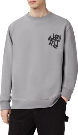 AllSaints Orlando Logo Graphic Sweatshirt in March Grey at Nordstrom, Size Xx-Large