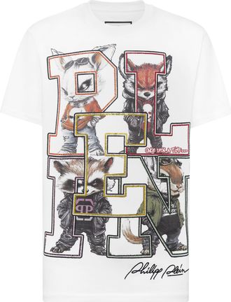 Philipp Plein Round Neck T-Shirt College Animals Outline