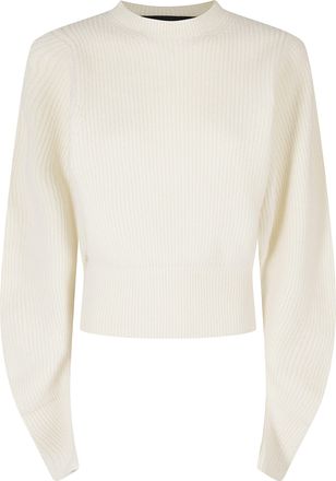 Federica Tosi White Balloon Long Sleeves Wool-Blend Sweater