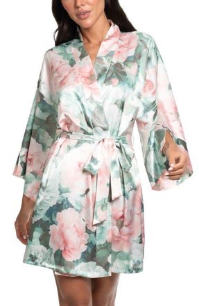 In Bloom by Jonquil Gracie Lace Trim Satin Robe in Jade Frost at Nordstrom, Size X-Small