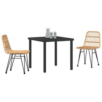 Berkfield Home Modern 3 Piece Garden Dining Set Brown Poly Rattan in Beige