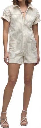 Hudson Boyfriend Romper In Ecru Stripe