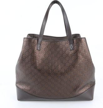 Gucci Brown Leather Shoulder Bag Tote Bag (Pre-Owned)