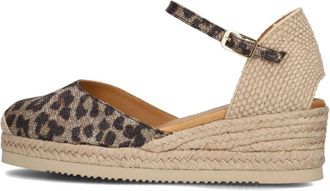 Unisa Bruine Sleehak Espadrilles Cisca Stijl - Dames - Sleehakken - Beige - 41 EU - Leer - Schoenen