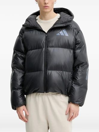adidas logo-print hooded jacket - men - Recycled Polyamide/Duck Down/Duck Feathers - M - Black