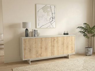Vente-Unique Credenza 4 ante Naturale chiaro e Beige - ZEFYNA