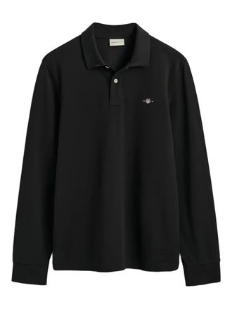 GANT long-sleeve pique rugby polo shirt - Black