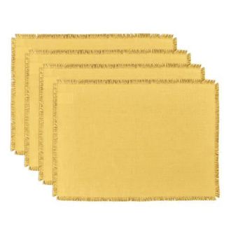 Solino Home Linen Placemats - Fringe, 14 x 19 in Marigold Yellow at Nordstrom, Size Medium