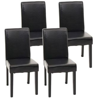 Hhg Hhg - Juego De 4 Sillas De Comedor Silla De Cocina Littau Con Certificaci&oacute;n Mvg, Cuero Sint&eacute;tico, Negro, Patas Oscuras