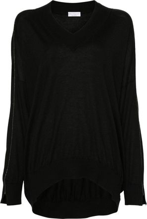 Brunello Cucinelli Monili chain-detail sweater - women - Silk/Cashmere - M - Black